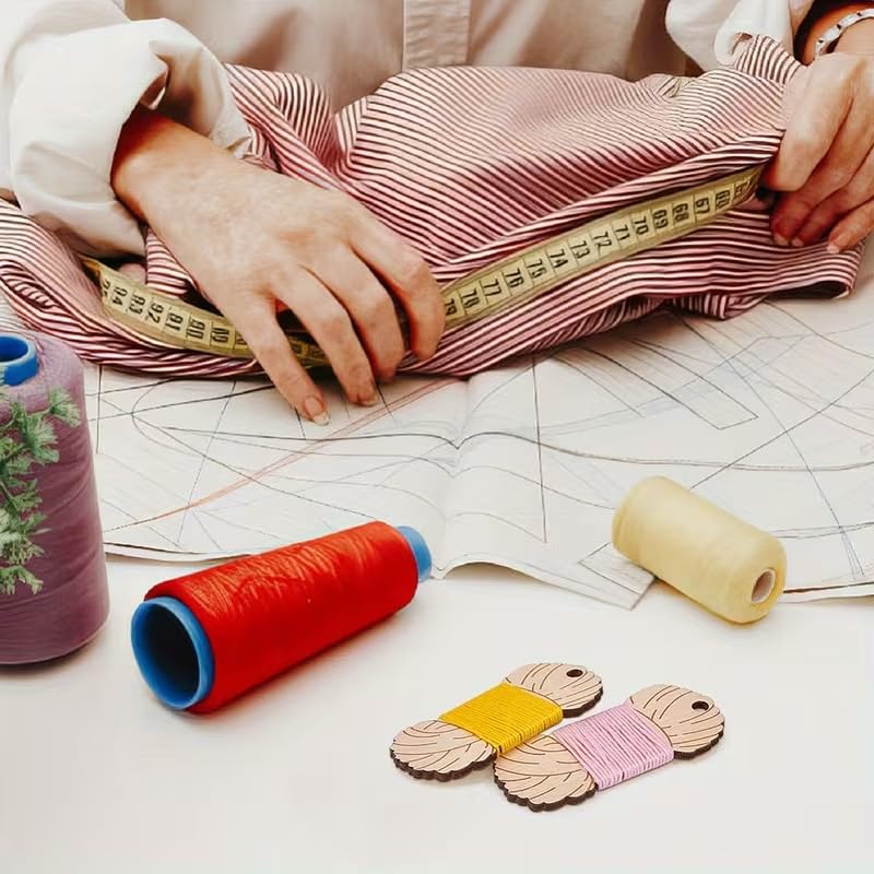 12 Pcs Wooden Blank Yarn Peg Set – Thread Winding Boards with Iron Ring for Knitting