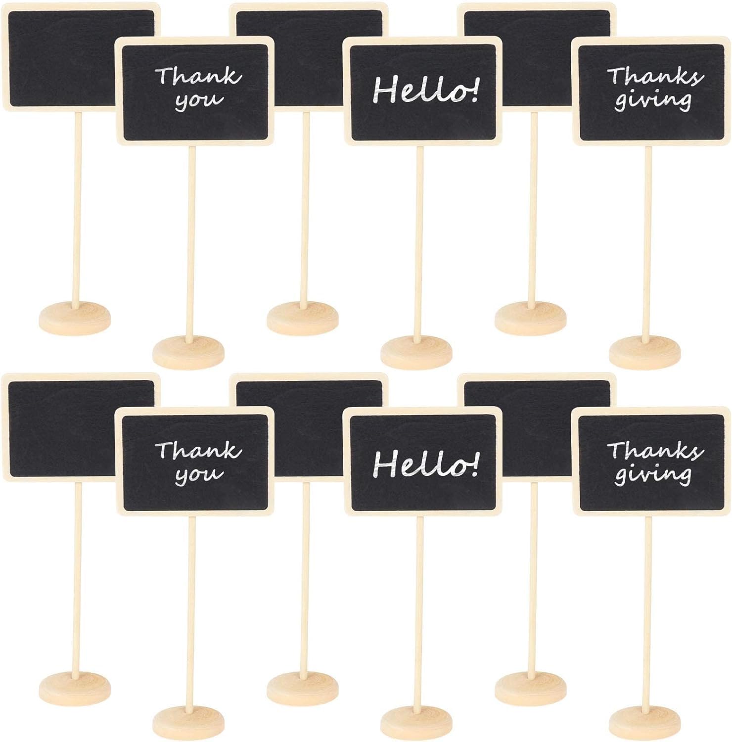 12 Pcs Mini Chalkboard Signs with Stand | Small Wooden Blackboard Labels for Wedding, Birthday Party, Table Numbers & Event Decoration (6.3 Inch Height)