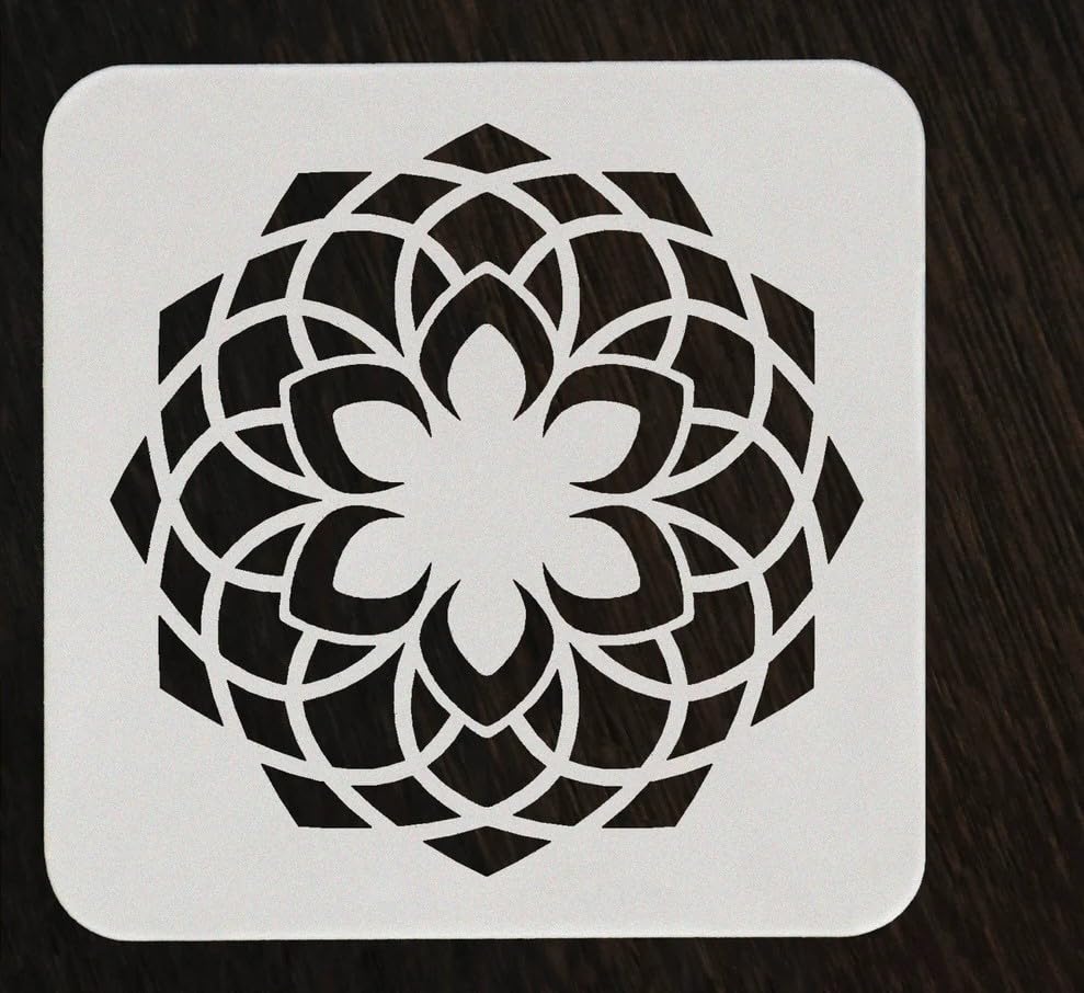 4 Pcs Plastic Circular Mandala Art Stencils – 8x8 Inch Reusable Drawing Painting Stencil