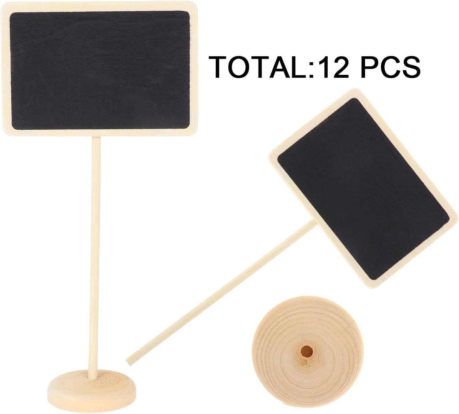 12 Pcs Mini Chalkboard Signs with Stand | Small Wooden Blackboard Labels for Wedding, Birthday Party, Table Numbers & Event Decoration (6.3 Inch Height)