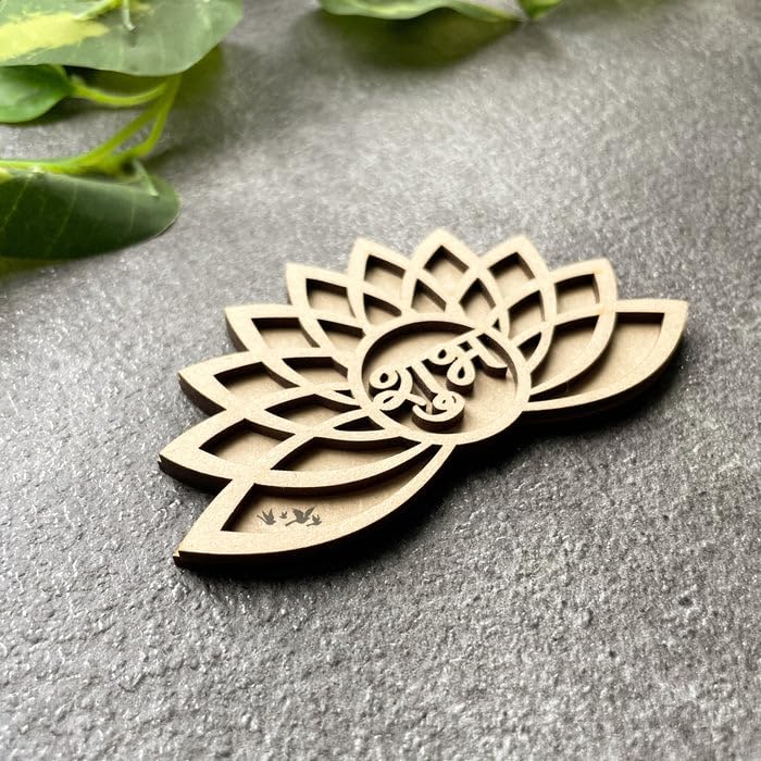 6 Pairs Wooden MDF Shubh Labh 3.5x3.5 Inch – Divine Mandala Design