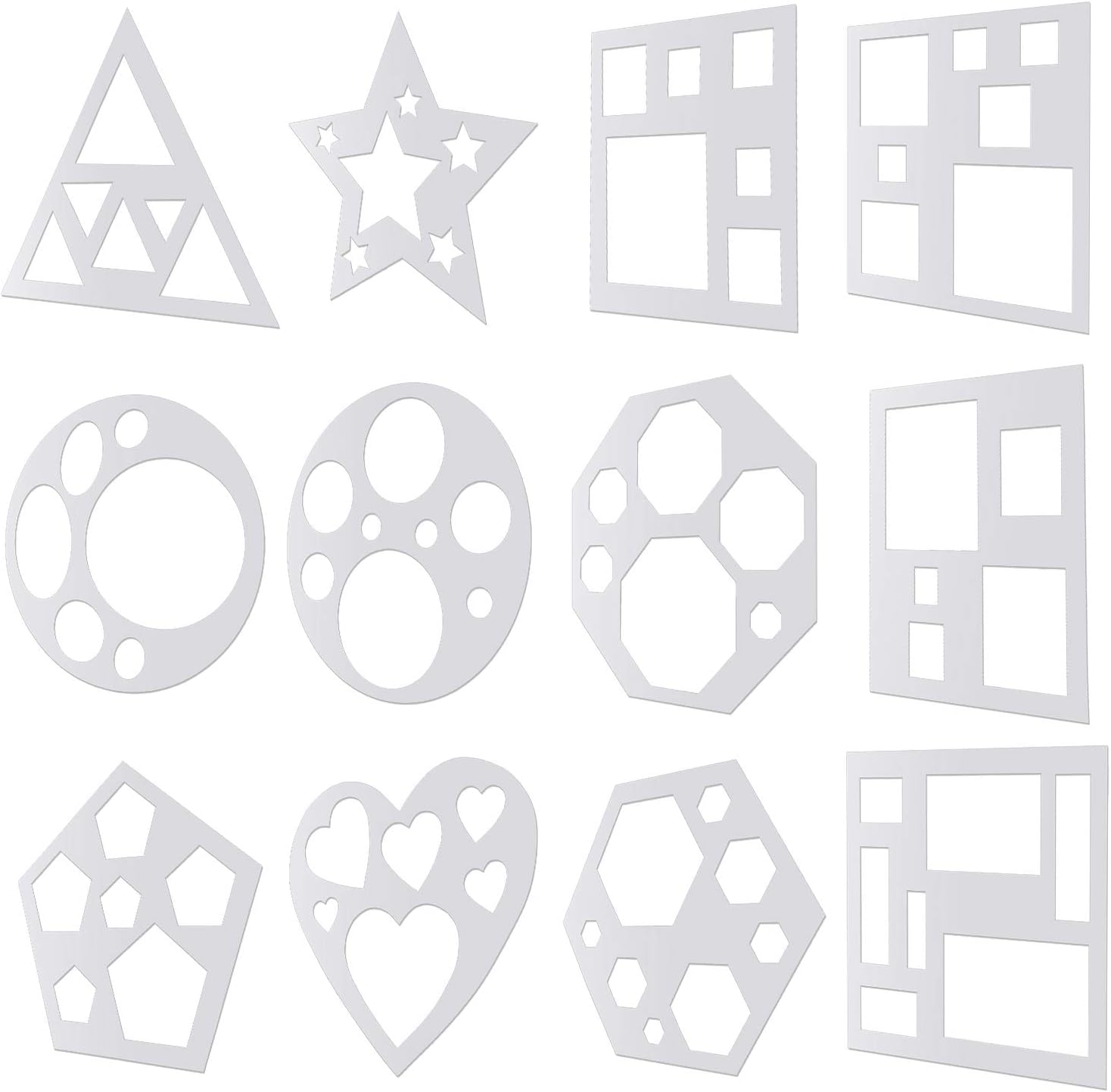 12 Pcs Shape Stencils Set – 9 Inch Chalk Stencils for Kids