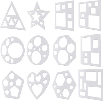 12 Pcs Shape Stencils Set – 9 Inch Chalk Stencils for Kids