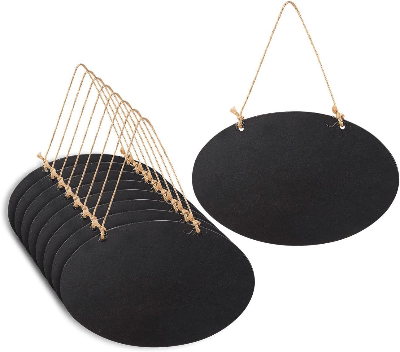 Haoser Pack of 10 Hanging Reusable Oval Chalkboard Signs for Party and Decoration,Chalkboard Sign 5.5 x 3.5 Inch Double Sided Erasable Message Board with Hanging Strings - Haoser