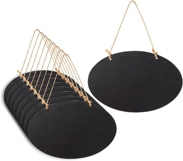 Haoser Pack of 10 Hanging Reusable Oval Chalkboard Signs for Party and Decoration,Chalkboard Sign 5.5 x 3.5 Inch Double Sided Erasable Message Board with Hanging Strings - Haoser