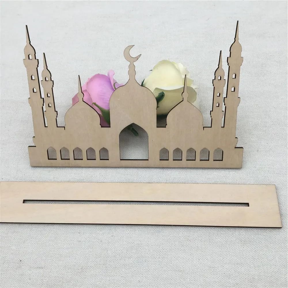 Curious Button Set of 1 Ramadan Mubarak sign, Sign, Ramadan wall sign, laser cut wooden Mosque model for Islamic Prayer Decor.