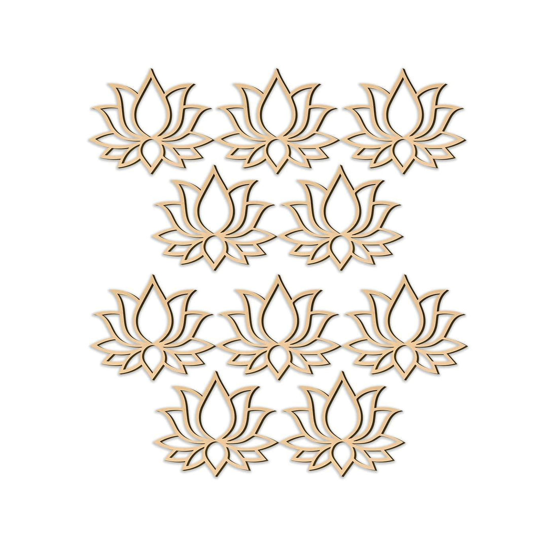 Haoser Pack of 12 MDF Pine Wood Lotus Cutouts for Art and Craft, Festival Decoration, DIY Project, and Making Rangoli(4X3.5 inch) - Haoser