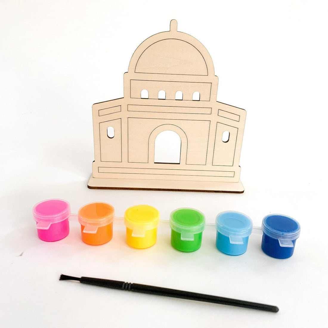 Ramadan & Eid Islamic Activity for Kids | Ramadan Wooden Decoration Mosque Wood Puzzle Craft Set with Paints | Eid & Ramadan Gift