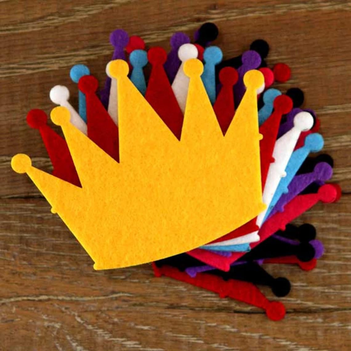 Pack of 10 Felt Prince Crown Shapes – 10 cm Size – DIY Craft Supplies for Kids