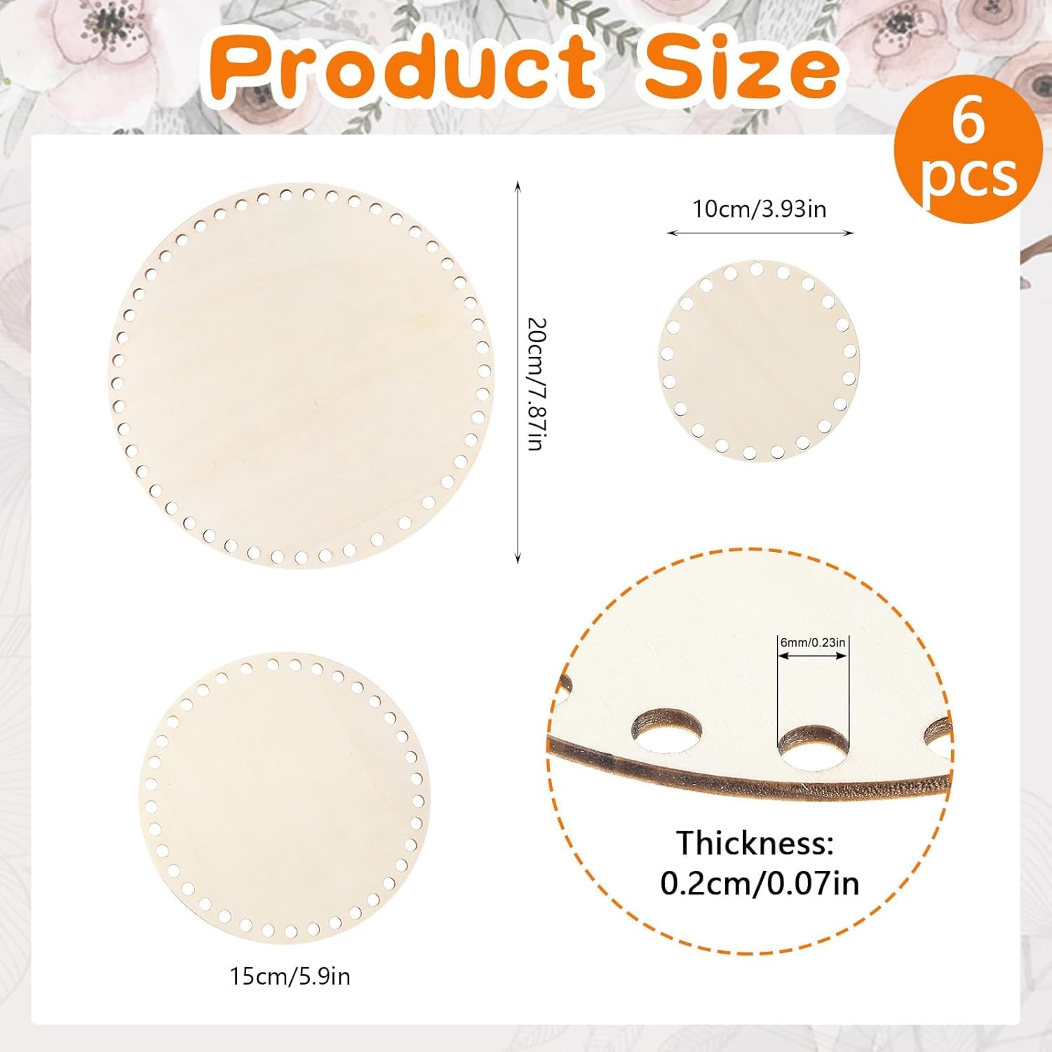 6 Pcs Wooden Crochet Basket Base – Round Weaving Basket Bottoms