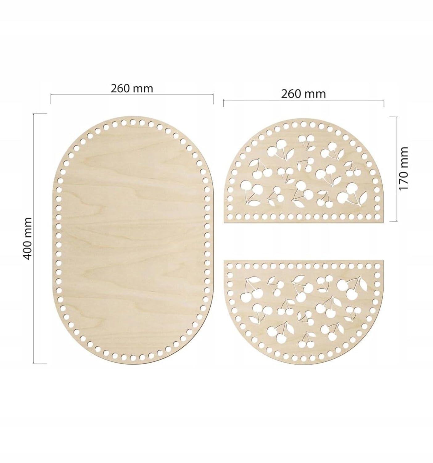 Pack of 3 Wooden Basket Base & Lid Set for Crochet DIY Crafts | Picnic Basket Base Kit