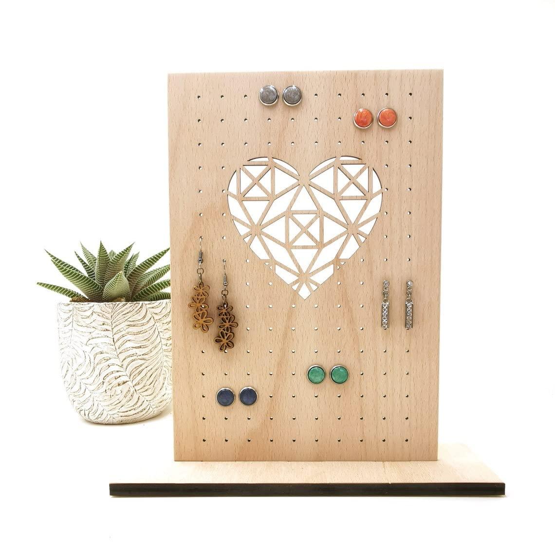 Haoser Wooden Earring Display Stand, Honeycomb Earring Organizer Earring Display Wood Hanging Jewelry Organizer for Stud Earrings (Earring Holder-5) - Haoser