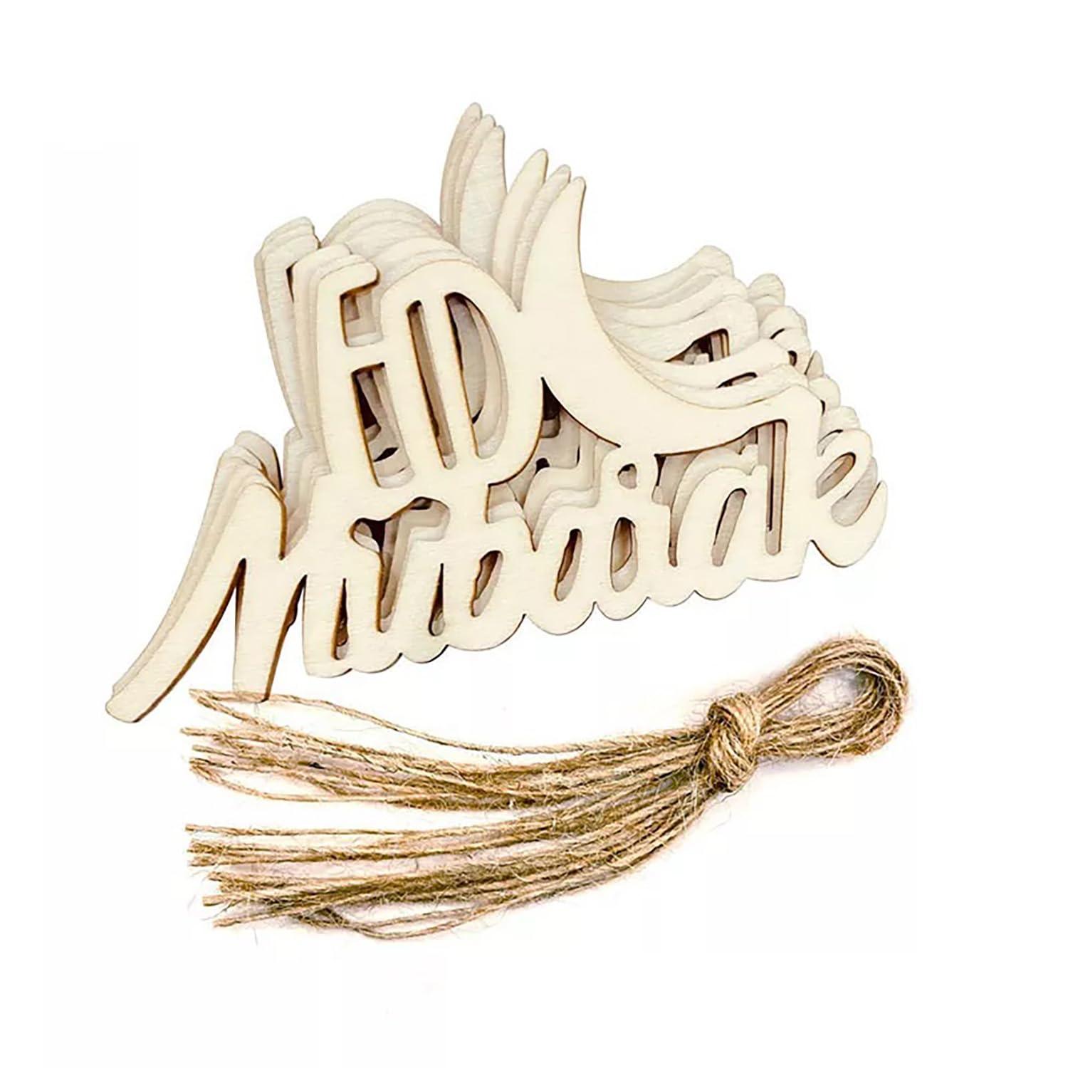 Haoser Set of 10 Eid Special Wooden Pendants, Islamic Festival Decorations, Crescent Moon and Star Design, Handcrafted Eid Mubarak Gifts, Wooden Eid Ornaments, Ramadan and Eid Home Decor - Haoser