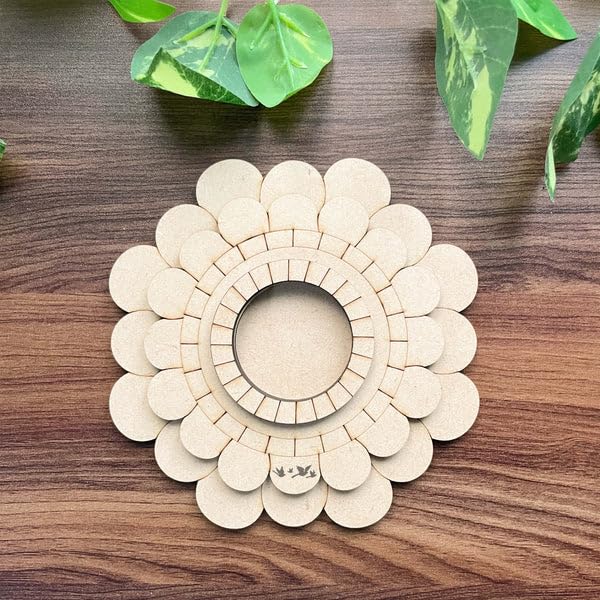 2 Pcs Wooden MDF Tea Light Holder 6x6 Inch – 3 Layered Nested Mandala Design Candle Holder for Diwali, Pooja, Home Decor