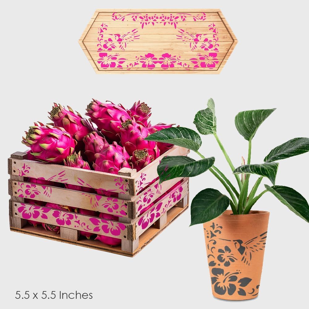 Hummingbird Logo Stencil – 5.5x5.5 Inch Reusable Plastic Stencil for Painting