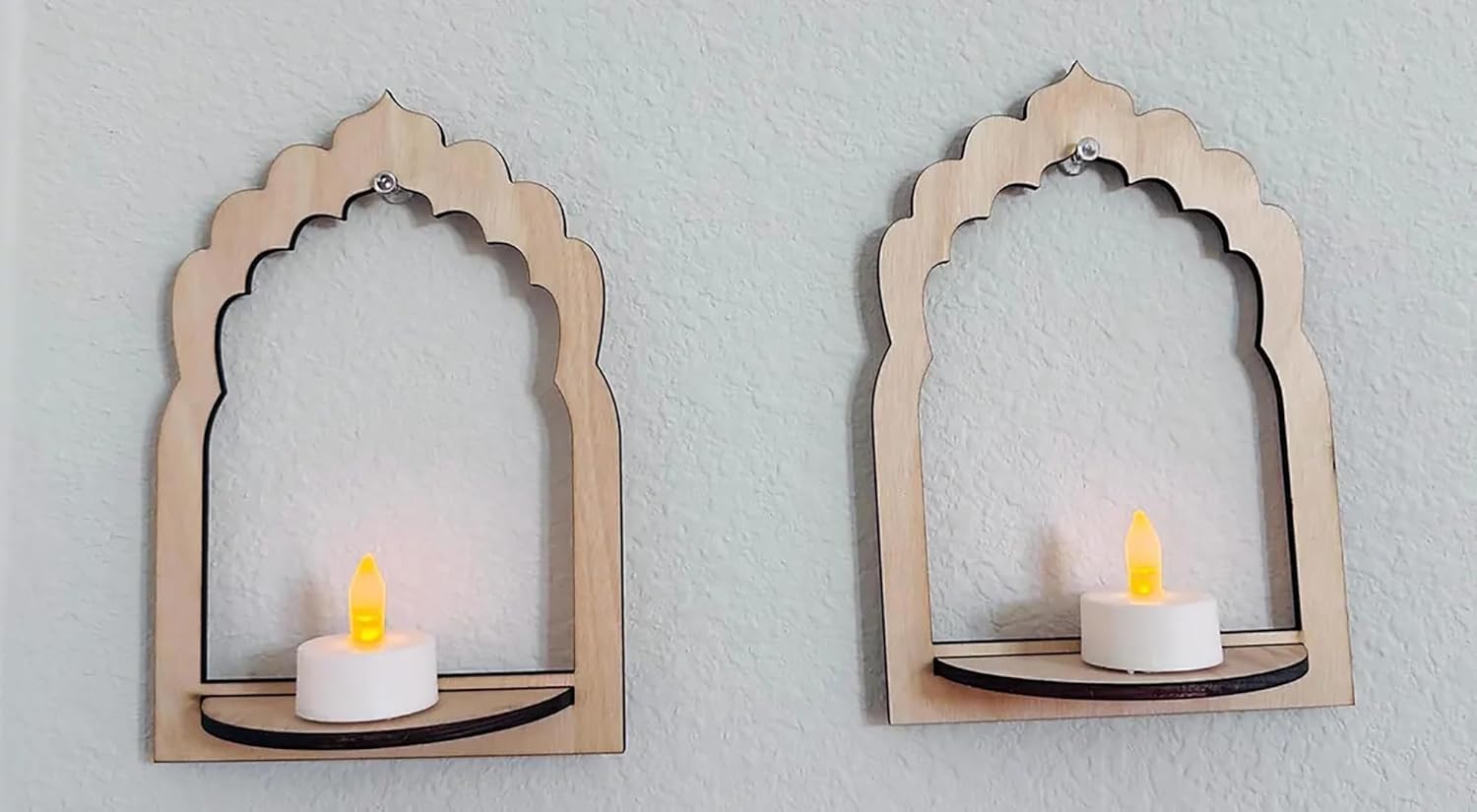 Set of 2 Wooden Jharokha Frames – 7x5 Inch MDF Cutouts for Diwali Decoration