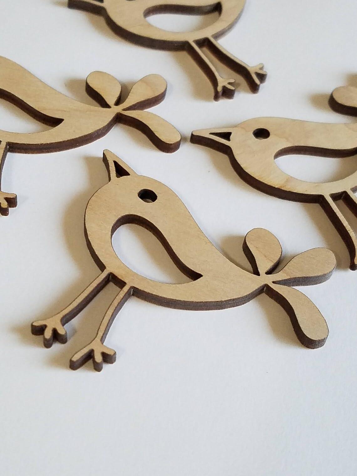 Haoser Wooden Bird Cutouts, Unfinished Wood Birds, Bird Wood Shapes, 12 Piececs Bird Wood DIY Crafts Cutouts, Birds Decoration Items for Home Decor,Hanging Wooden Birds Ornaments - Haoser