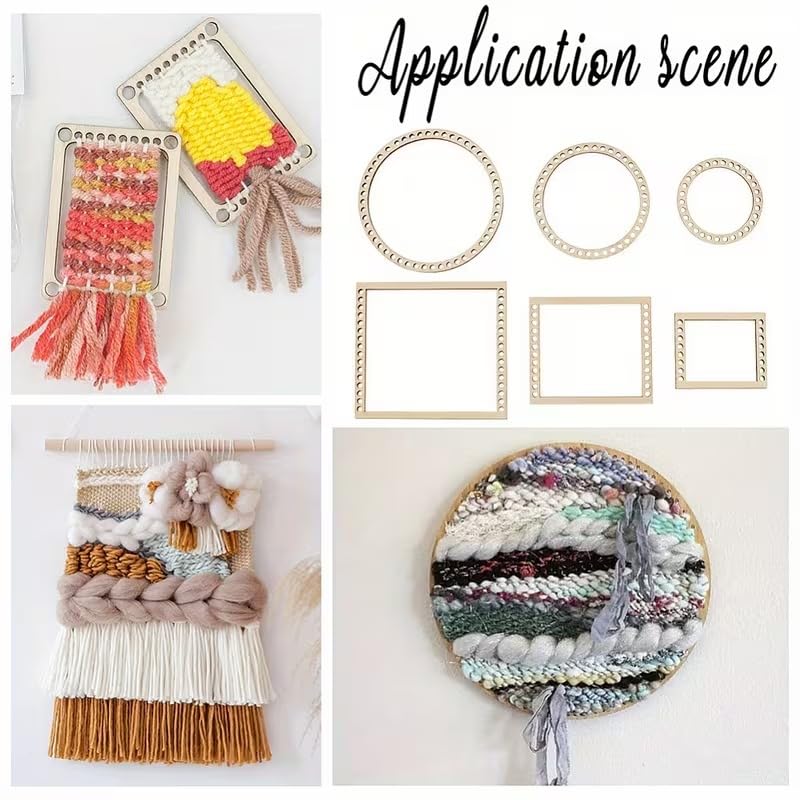 6 Pcs DIY Wooden Weaving Loom Craft Kit – Pine MDF Mini Loom Frames