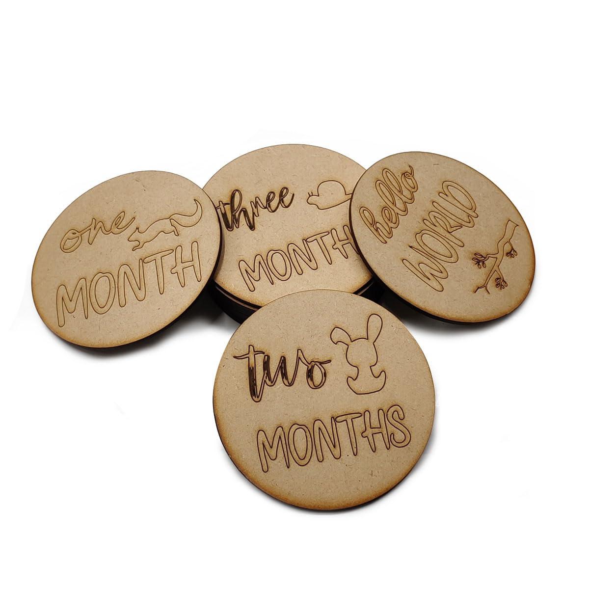 HaoserBaby Milestones, Baby Milestone Discs, Baby Milestone Wooden Markers, Newborn Photo Prop, Baby Milestone Blocks, Baby Milestone Cards, Gift - Haoser