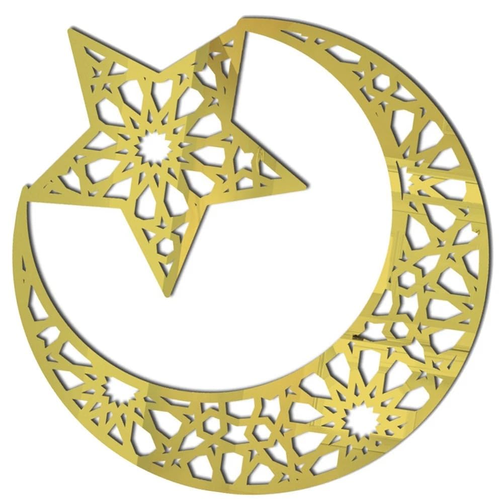 Acrylic Moon & Star Wall Hanging – Islamic Geometric Acrylic Wall Art Ramadan Decoration