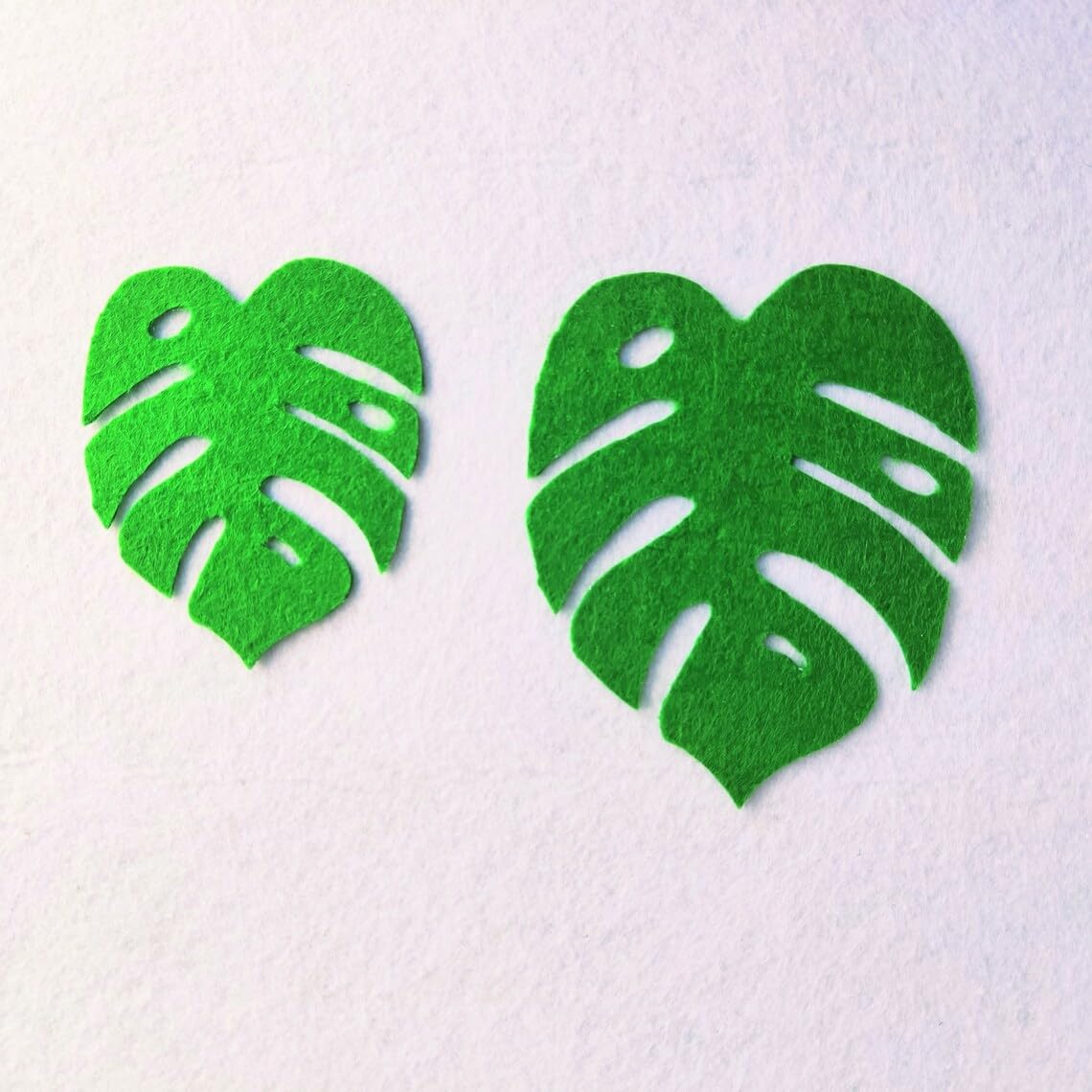 Pack of 10 Die Cut Felt Leaves – Tropical Monstera Felt Leaf Cutouts for Sewing