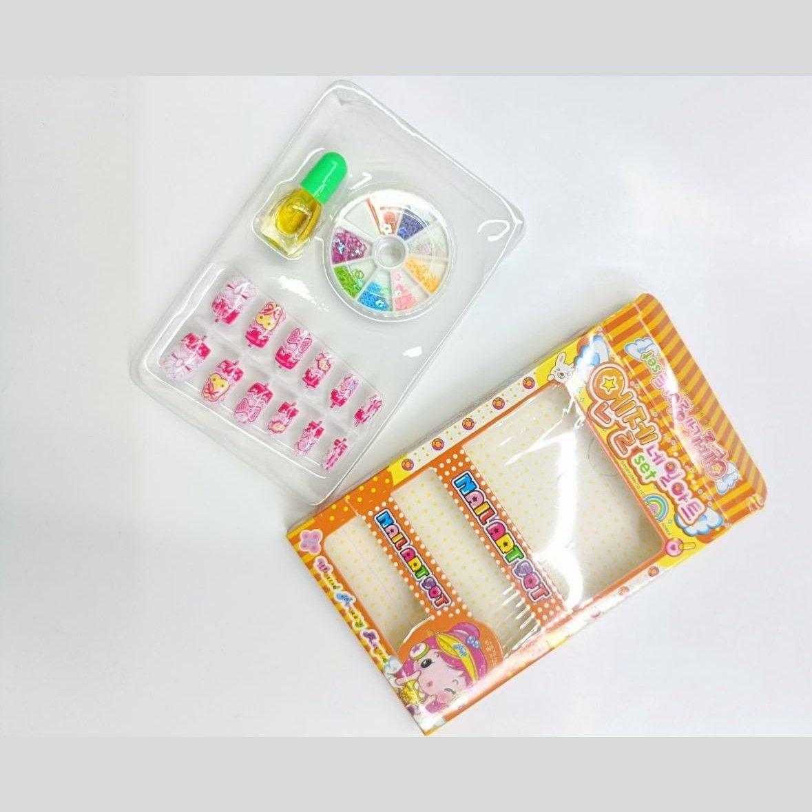 Haoser Nail Art Kit with 12 Artificial Nails and Tools and Glitter Little Girls Nails Box Fancy Nails Best Gift for Baby Girls Home Salon Nails (Pack of 1) - Haoser