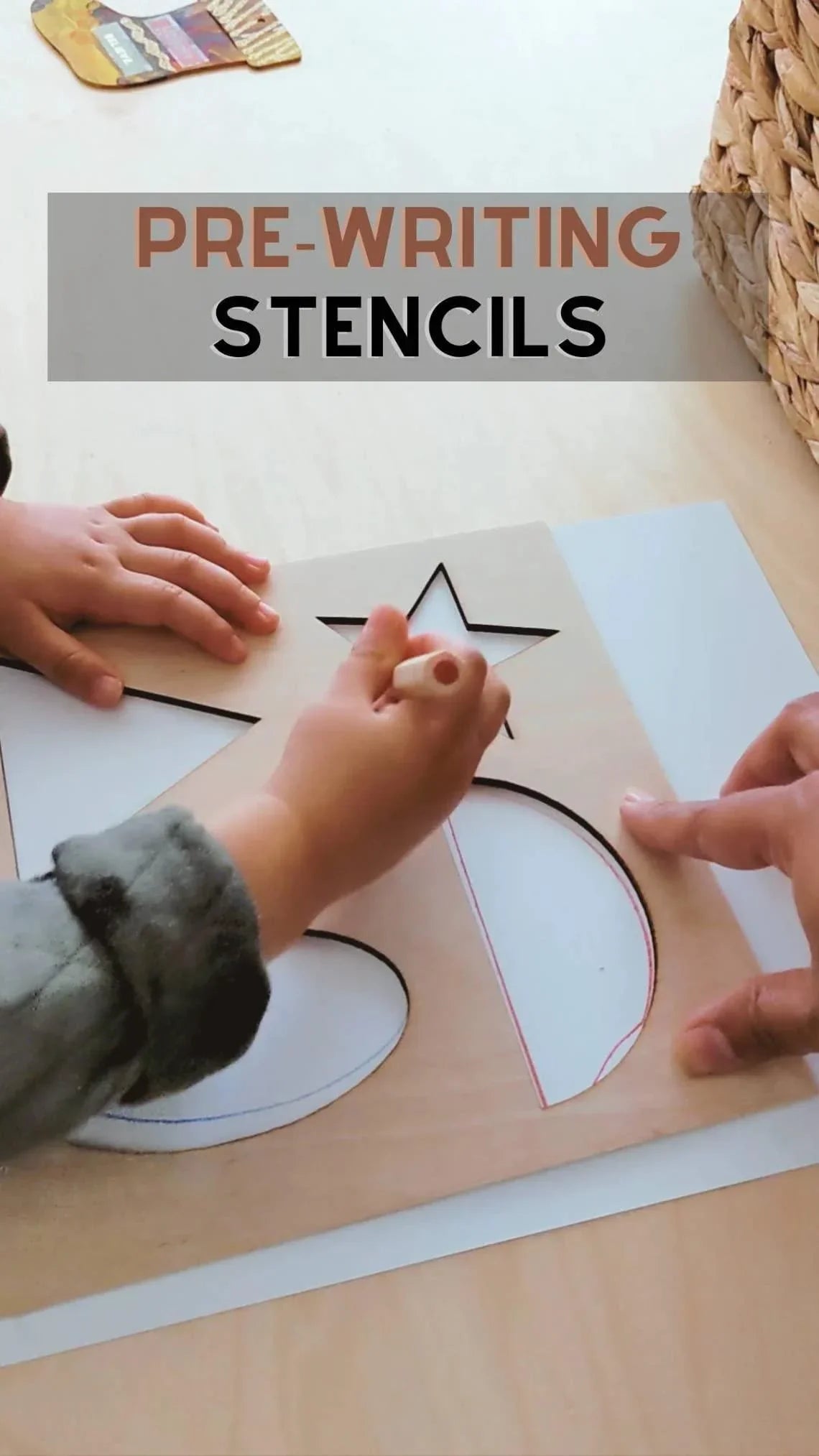 Haoser Wood Shapes Stencils. Montessori Pre-Writing Material. Pre-Writing Material for Preschoolers - Haoser