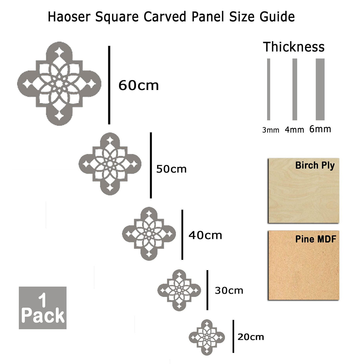 Haoser Birch Ply-3mm Wooden Panel for Room Divider/Partition, Wall Decor Pack of 1 Geometric Laser Cut Carved Panel  (Panle-17) - Haoser