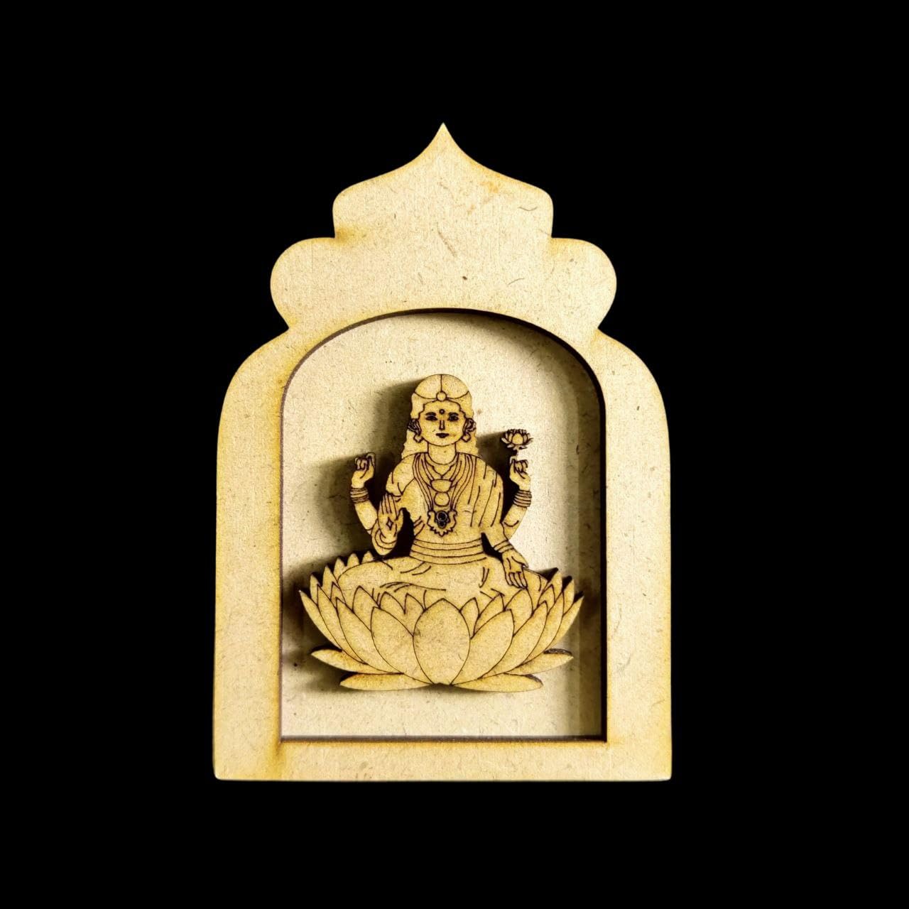 Pine Ganesha Jharokha Wall Hanging with Embellishments | Wooden Decorative Frame for Home Temple & Festive Décor | Size 12x7 Inch (Ganesha)