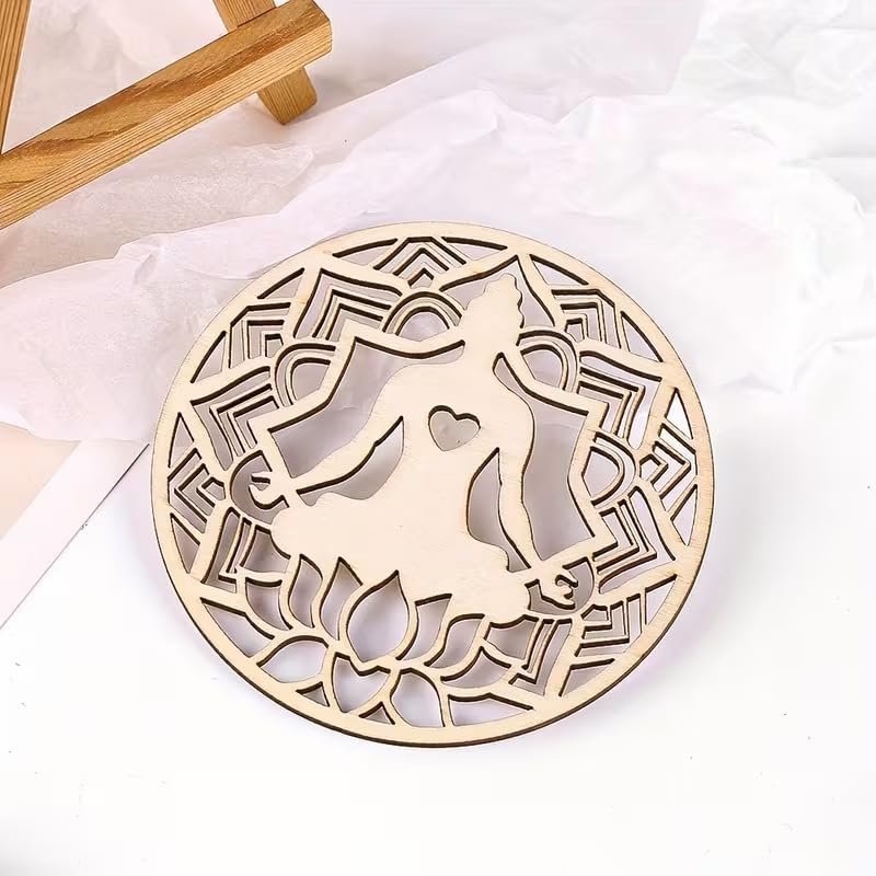 5 Pcs Seven Chakra Wooden Coasters | Laser Engraved MDF Coaster Set for Water Cups & Pots Spiritual