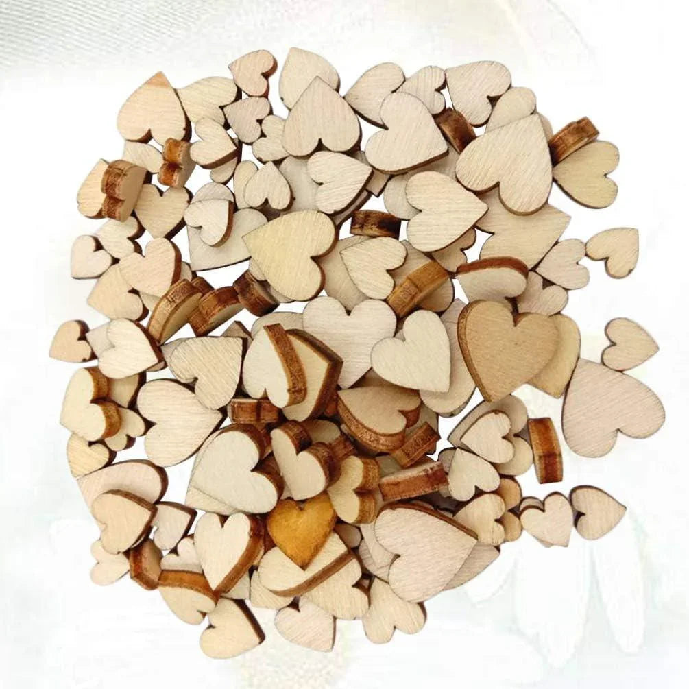 Haoser 100pcs Heart-Shaped Wooden Slices Craft Embellishments Wood Pieces Manual Accessories Wooden Hearts,Unfinished Wood Crafts,Wooden Hearts for Crafts,Heart Decor for DIY Art (6-12mm) (Mixed Size) - Haoser