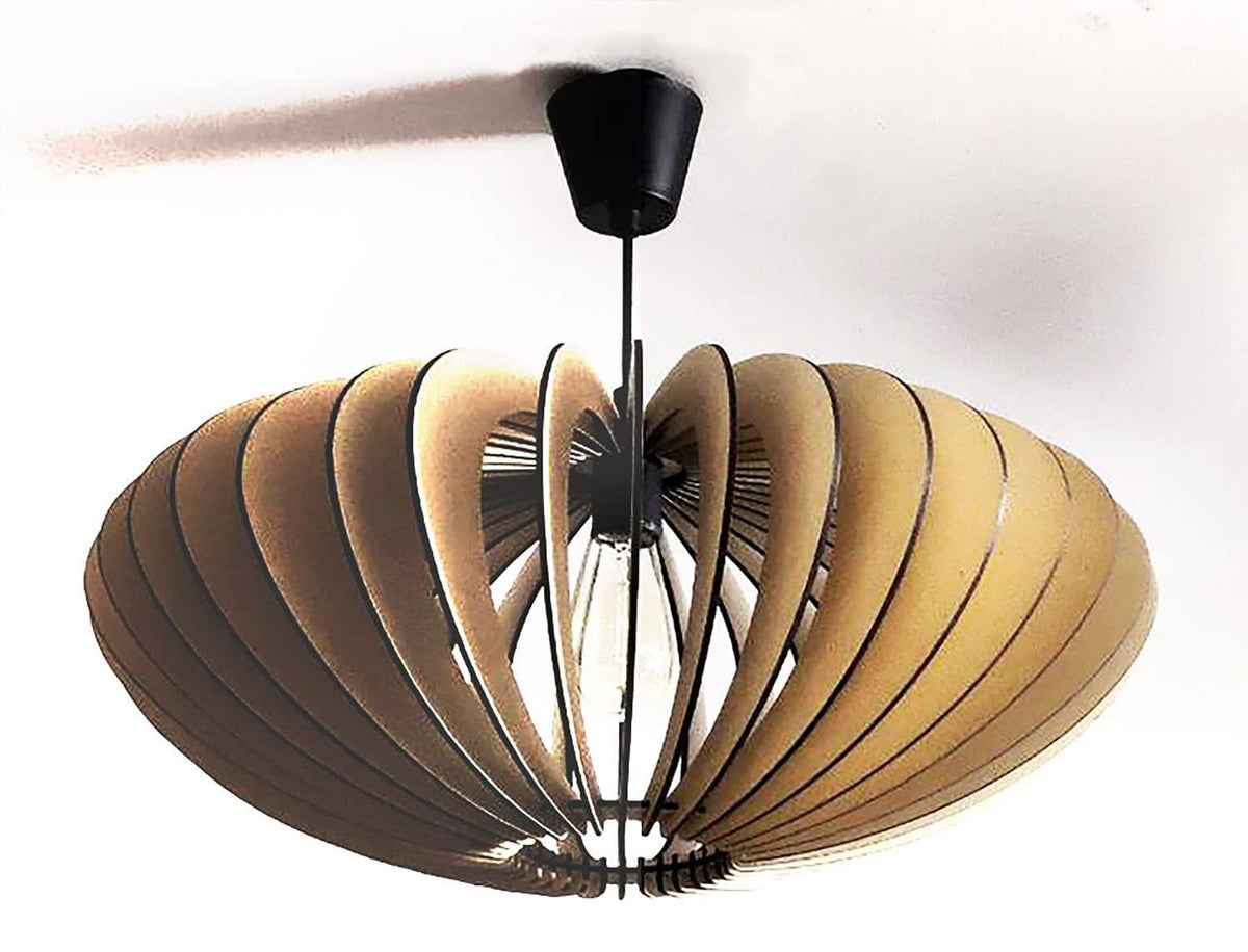 Haoser Wooden One Light Hanging Ceiling Lamp for Living Room, Distressed Pine MDF Wood Pendant Lighting Fixtures, Dining Room, Bedroom and Foyer (LxW-20x24inch) - Haoser