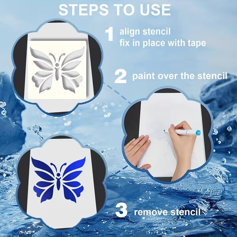 Reusable Butterfly Stencil | Plastic Painting Template | Intricate Honey Gathering Butterfly Design for Wall Painting