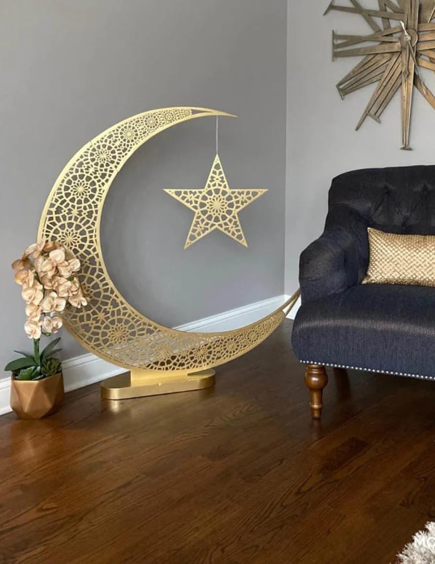 Haoser Eid Decor Ramadan Moon Wooden Sign (12 Inch)