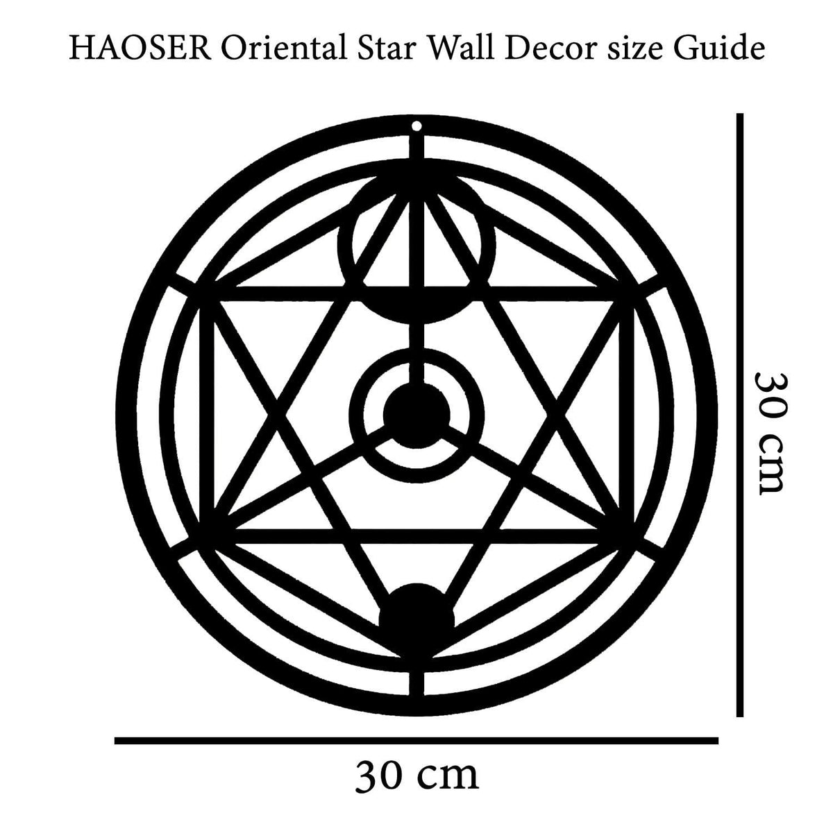 Haoser 30cm Oriental Star Wall Decor Wooden Wall Art Crystal Grid Sacred Geometry Laser Cut Sculpture Hanging Decor Spiritual Symbol Round for Housewarming Home Office Yoga Studio Decoration - Haoser