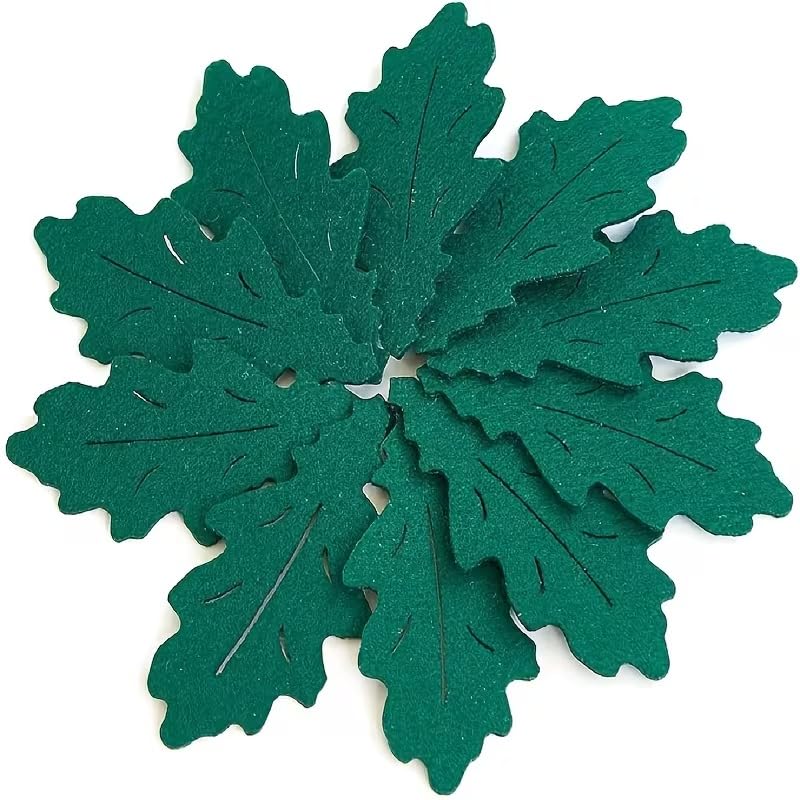 Green Felt Leaves for Scrapbooking & Crafts | Artificial Faux Leaves