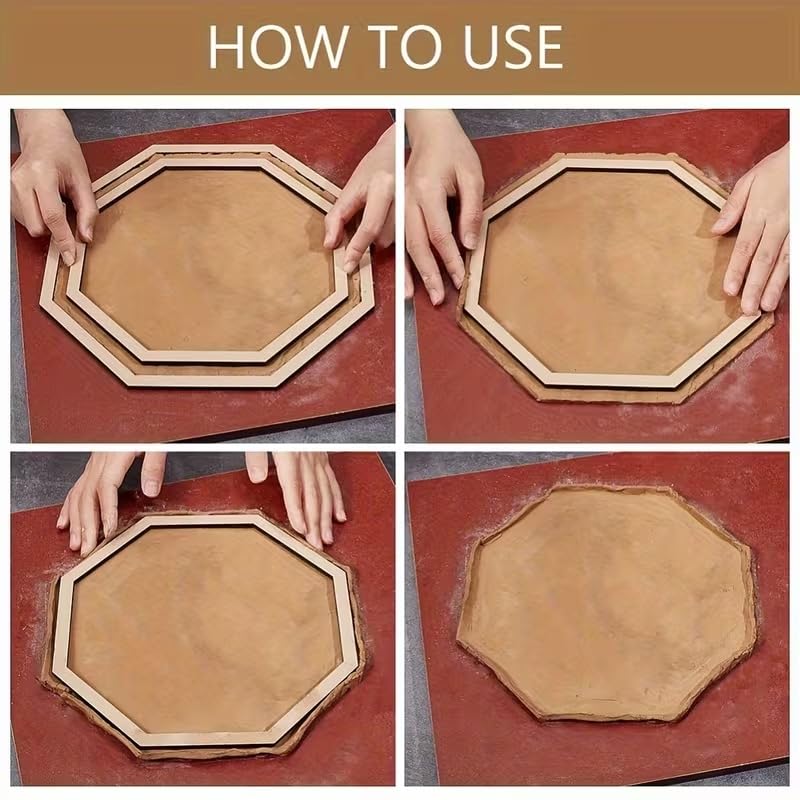 Set of 7 Octagonal Wooden Geometric Tracers (12.40 x 12.40 Inch)