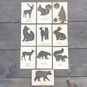 Haoser Animal Stencil Set // Stencil Set // Animal Stencils Educational Wood Handwriting Stencil Set | Easy-to-Use Writing Guide for Kids & Montessori Stencils Set, - Haoser