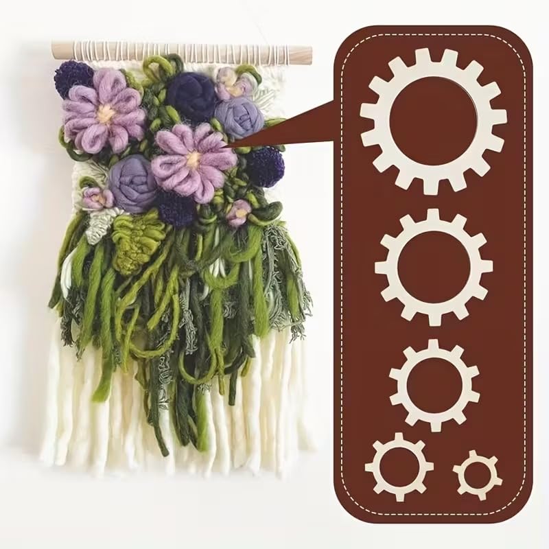 5 Pcs Round Flower Knitting Loom Set, Wooden Weaving Looms for Knitting