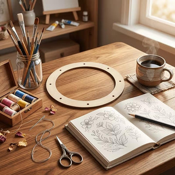 6 Pcs Round Unfinished Pine MDF Wooden Wreath Frame Slices for DIY Craft Painting, Hanging Wedding & Christmas Decorations, Wooden Art Doodle Craft Rings, Home Festival Decor, 5.9 Inch