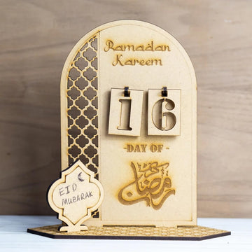 Haoser Wooden Ramadan Calendar Eid Mubarak Table Stand Decoration |Wooden Ramadan Calendar Ramadan Mubarak Decor Eid Decoration Sign Ramadan Kareem Islamic Table Decor Ramadan Gifts