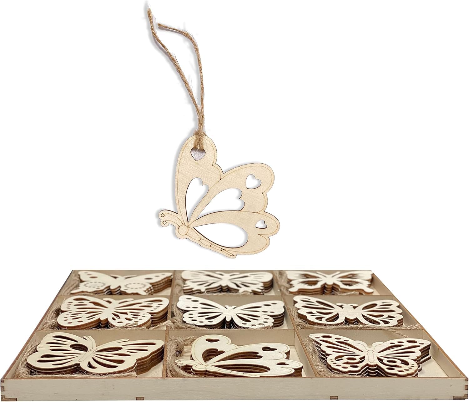 27 Pcs Wooden Butterfly Cutouts for DIY Crafts Unfinished MDF Butterfly Shapes, 3.5 Inch Kids Art Projects