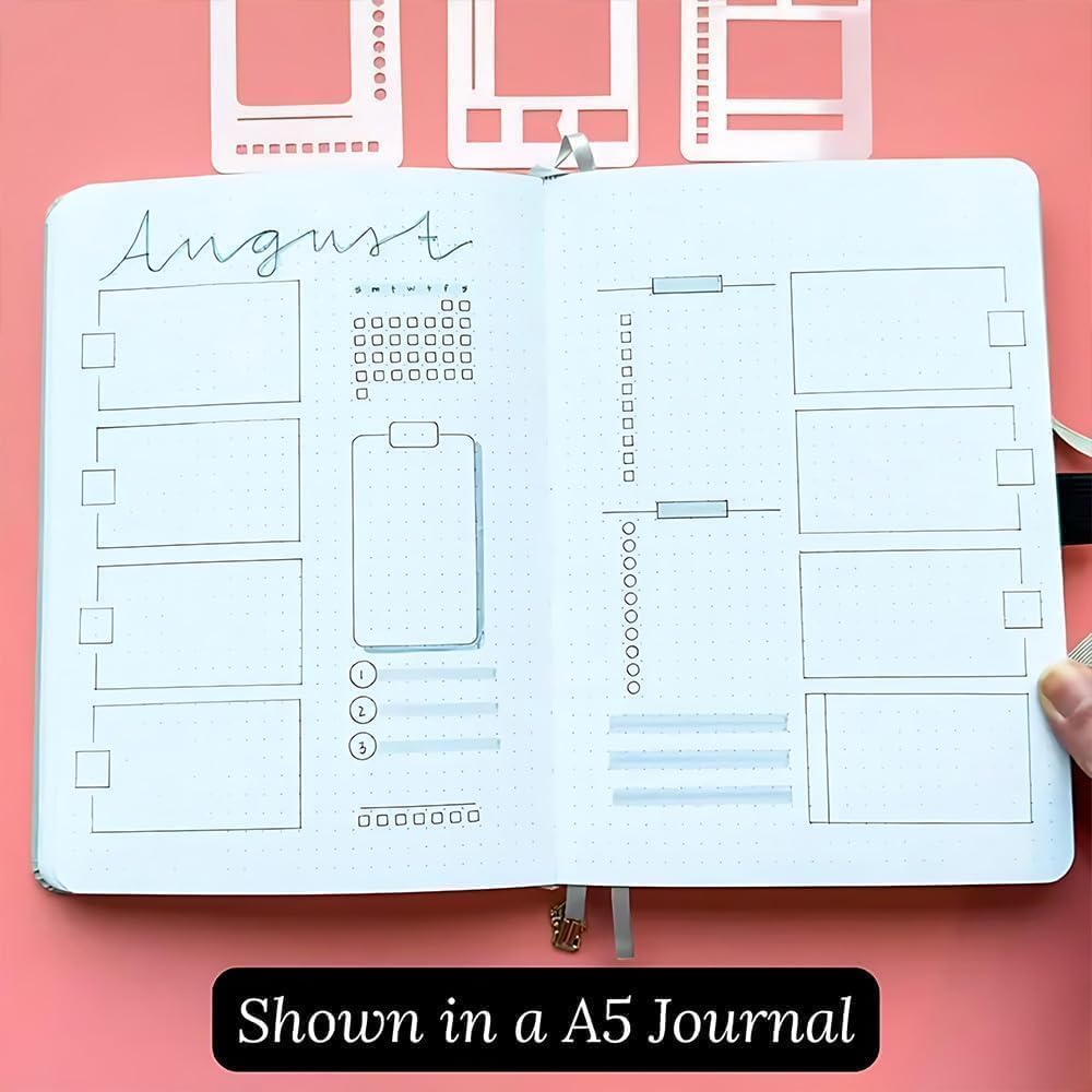 9 Pcs Flexible Planner Stencils Set for Journaling | Reusable Plastic Record Templates