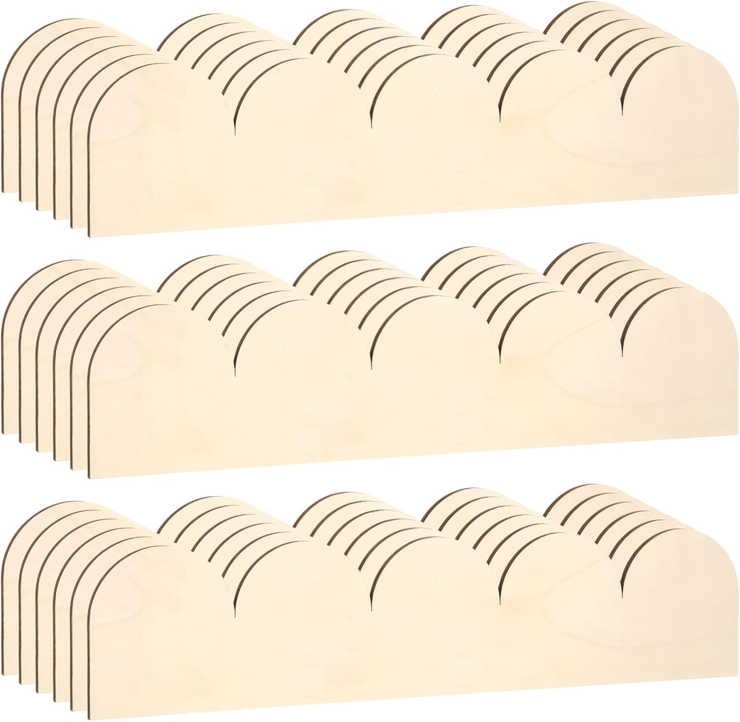 6Pack Unfinished Scalloped Decorative Wood Trim for DIY Projects | Wooden Moulding Trim for Wall