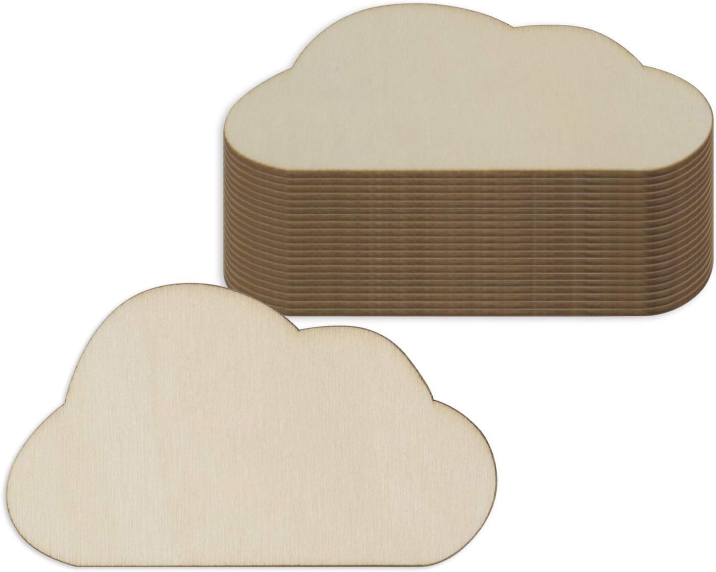 20 Pcs Wooden Cloud Shaped Cutouts Unfinished Wood Tags for DIY Crafts, Painting