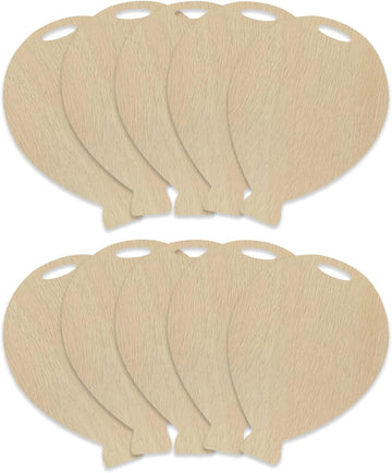 10 Pcs Wooden Balloon Shape Cutouts for DIY Craft | Unfinished Wood
