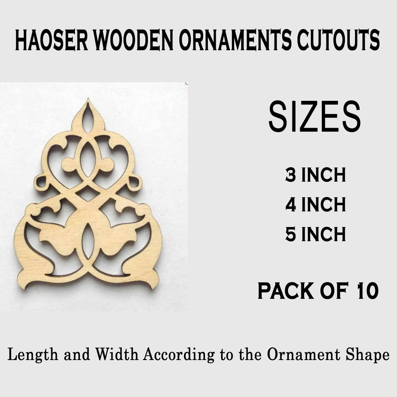 Haoser Wooden Ornaments Cutouts for Home Decor, Laser Cut Wood Cutouts for DIY Craft Project (Ornament-10) - Haoser