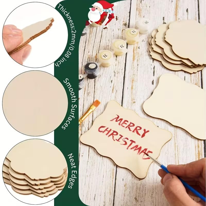 20 Pcs Wooden Cutouts for Crafts | Wooden Blanks for DIY Painting, Coasters, Home Decor, Decoration & Wood Carving | Wooden Cutouts for Crafts