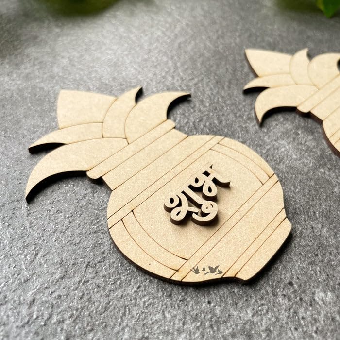 6 Pairs Wooden MDF Shubh Labh 3.5x3.5 Inch – Divine Mandala Design