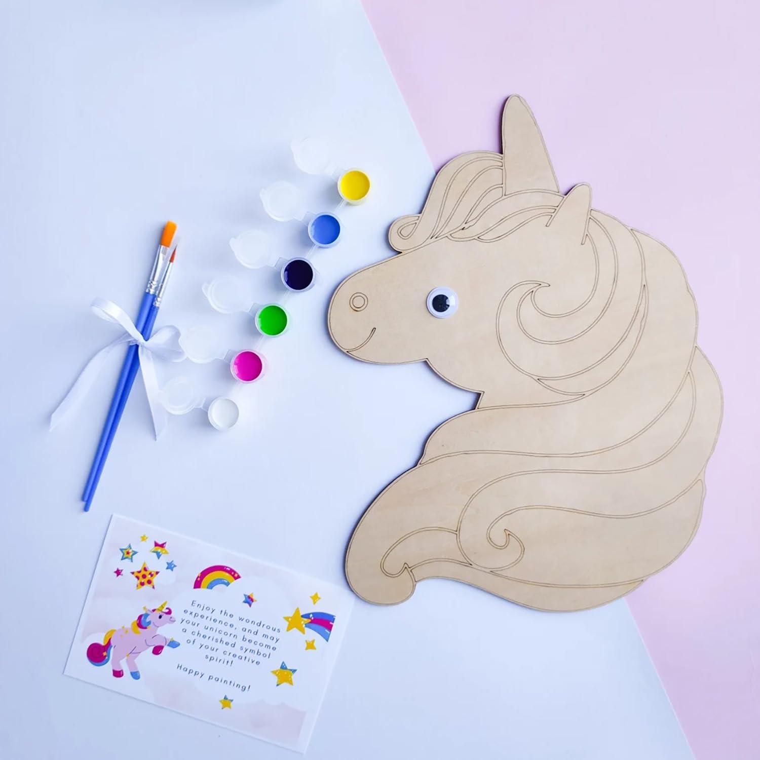 Haoser Engrave Unicorn Shape Wooden Crafts for Kids Painting DIY Crafts,Engrave Unicorn Wooden for Craft Supplies, Spring Party Home Decorations (30cm) - Haoser